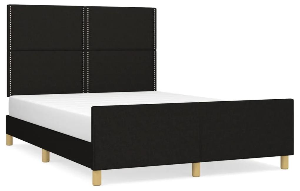 3124970 vidaXL Cadru de pat cu tăblie, negru, 140x190 cm, textil