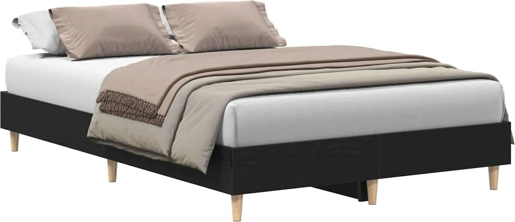 vidaXL Cadru de pat Stejar Negru 193 x 123 x 25 cm Lemn compozit
