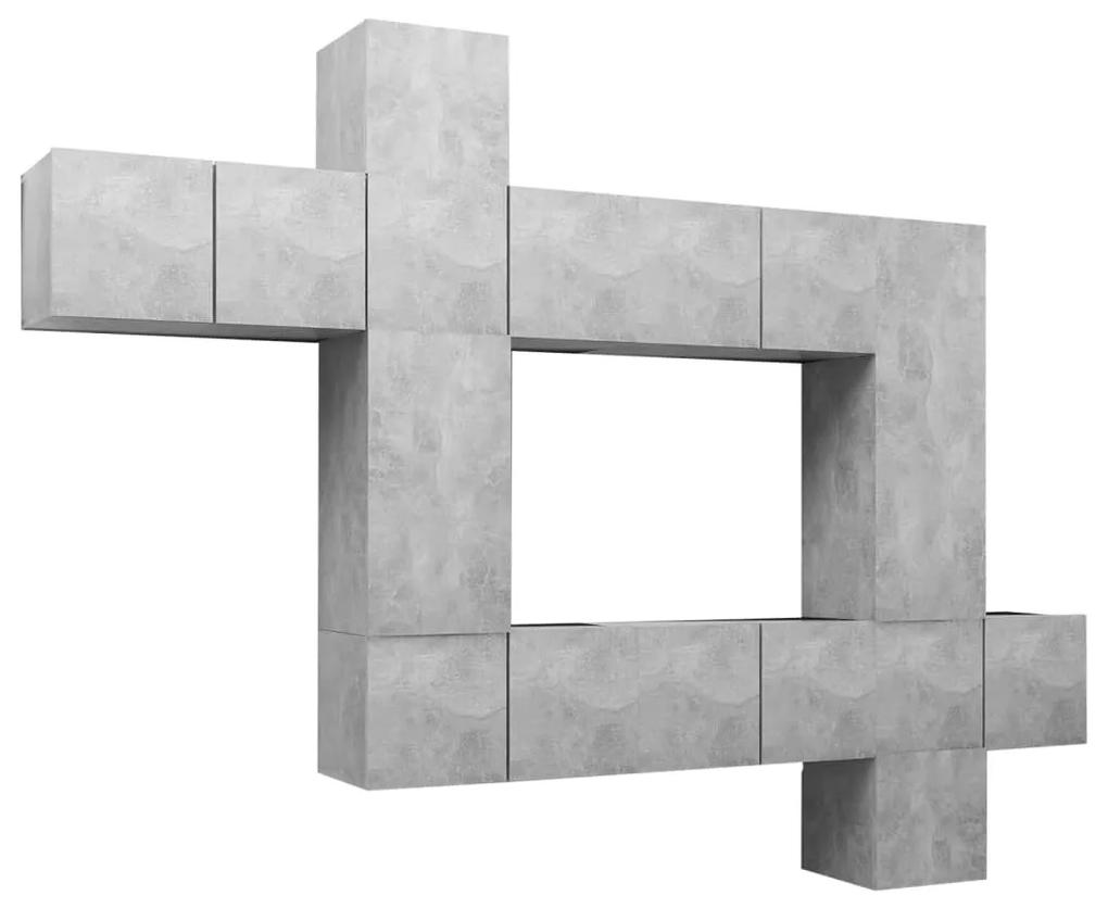 Set dulapuri TV, 10 piese, gri beton,PAL Gri beton, 60 x 30 x 30 cm, 1