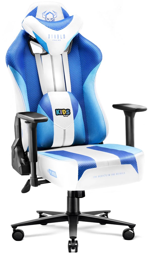 Scaun gaming din material pentru copii Diablo X-Player 2.0: Frost White / alb, Kids Size Diablochairs