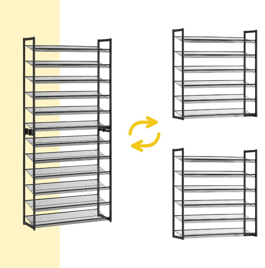 Raft stivuibil pentru încălțăminte IDA, 12 polițe, 92,5x31x223cm, negru Jurhan
