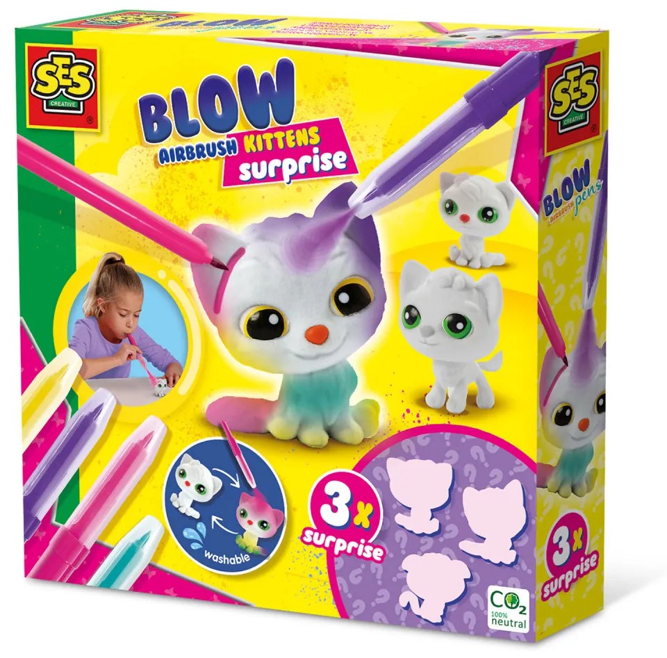 Set creativ - Desenez cu aerograf 3 pisici surpriza