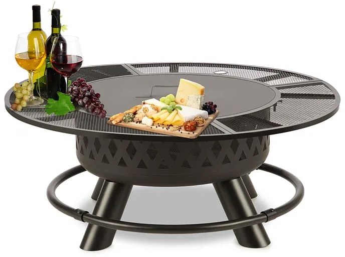 ROSARIO, recipient pentru foc 3-în-1, Ø 120 cm, gril de 70 de cm, oțel