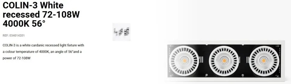 Spot LED incastrabil COLIN-3 White recessed 72-108W 4000K 56°