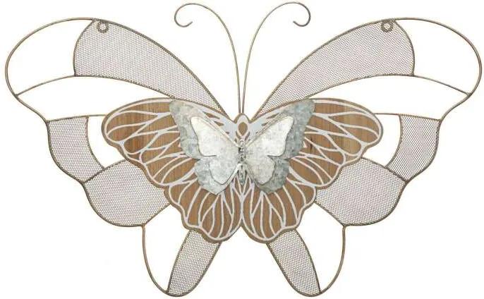 Decorațiune de perete Butterfly, 39x64,5x3 cm, metal, multicolor