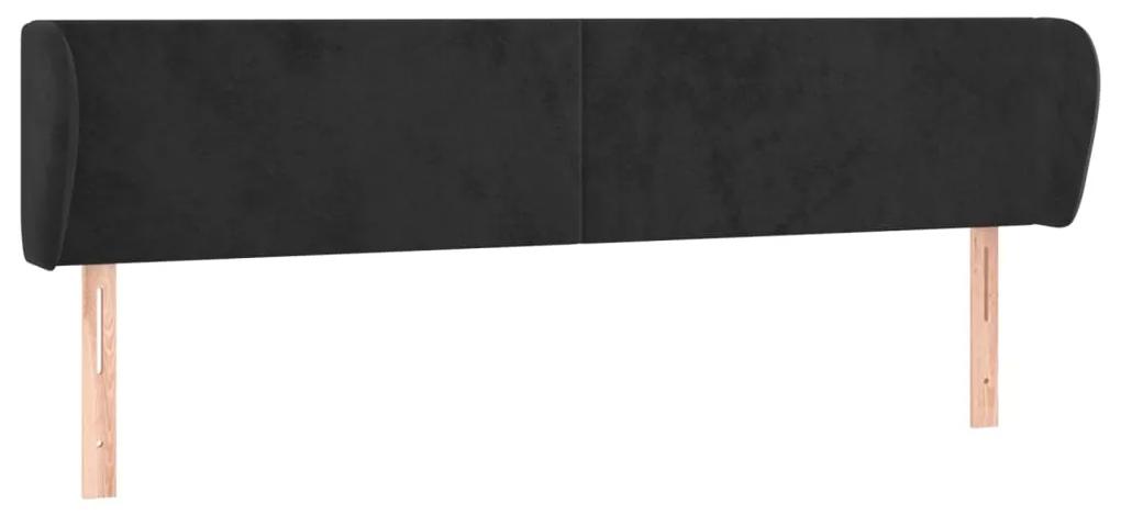 3116932 vidaXL Tăblie de pat cu aripioare negru 203x23x78/88 cm catifea