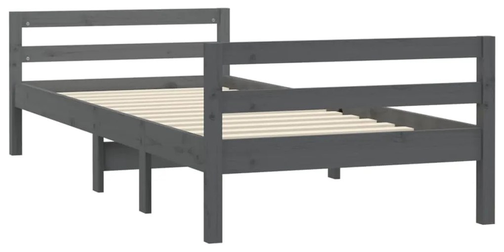 Cadru de pat, gri, 75x190 cm, lemn masiv de pin