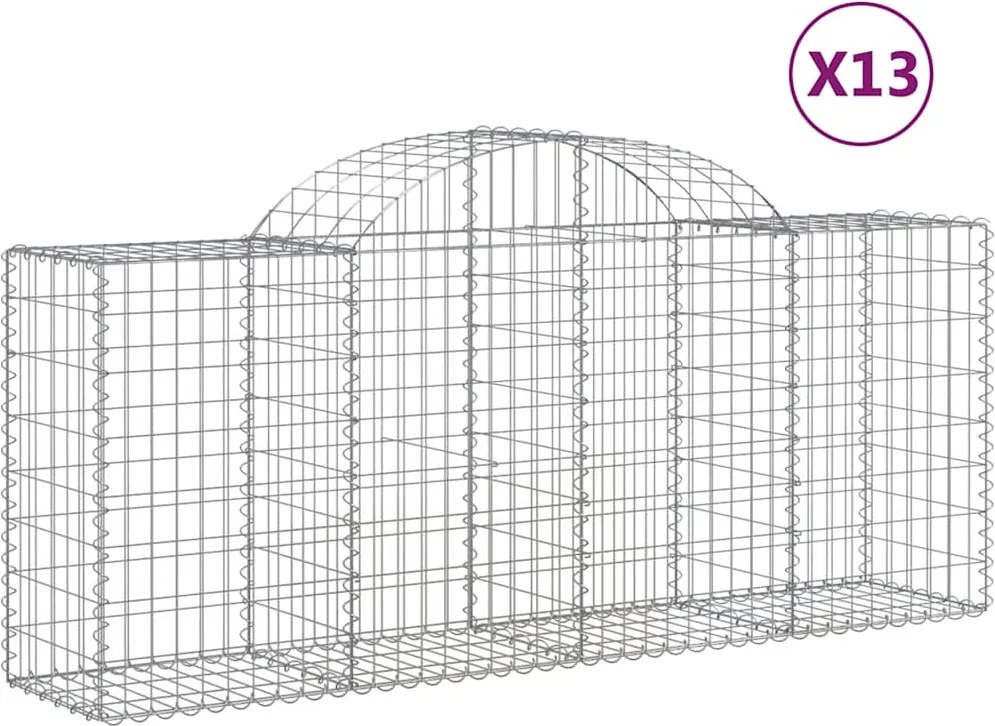 vidaXL Coșuri gabion arcuite 13 buc, 200x50x80/100 cm, fier galvanizat