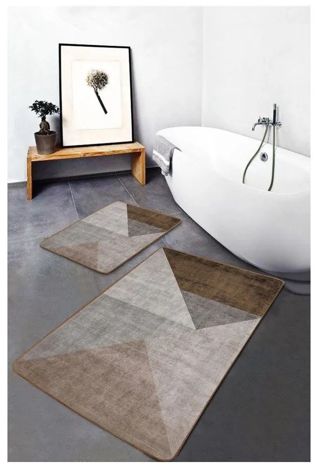 Covorașe de baie gri-maro 2 buc. din catifea 60x100 cm – Mila Home