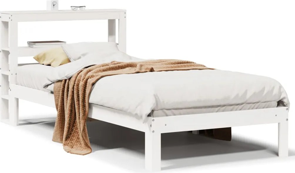 vidaXL Cadru de pat cu tăblie fără saltea, alb, 90x190 cm