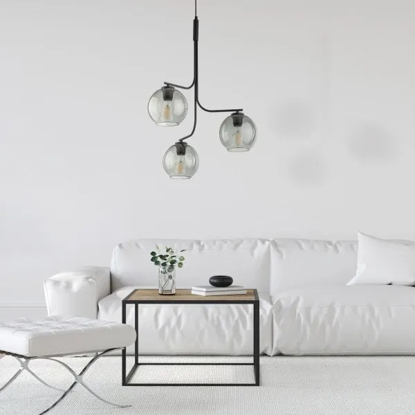 Lustră LED pe cablu CESAR 3xE27/15W/230V negru/gri fumuriu