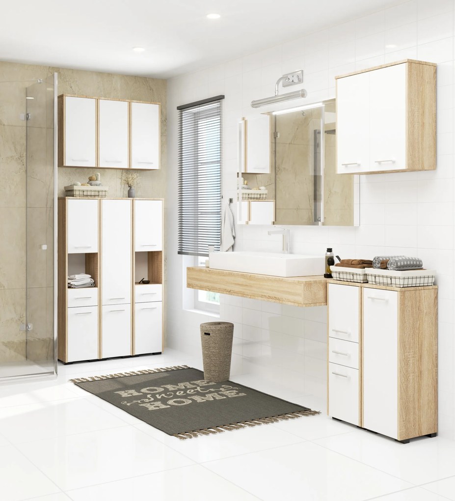 Dulap pentru baie Farid TYP6 (stejar sonoma + alb). 1068859