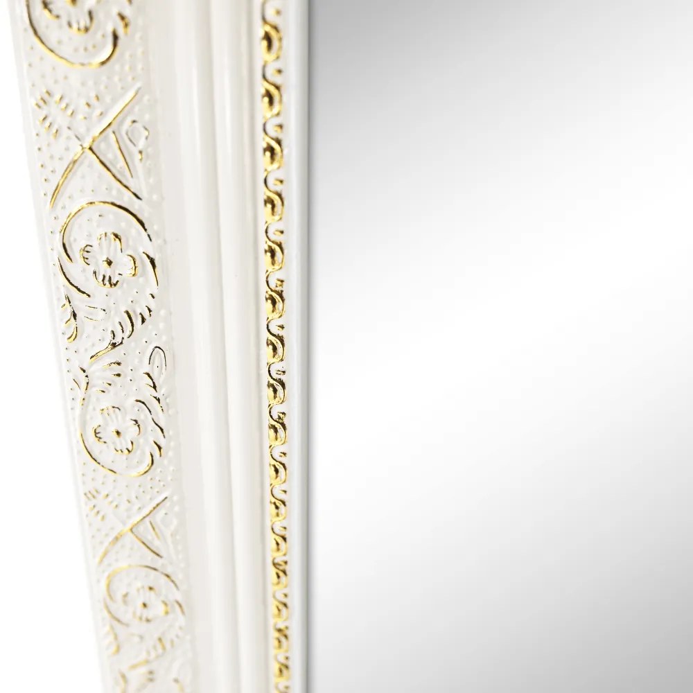 Oglinda de podea, alb ornament auriu, LAVAL