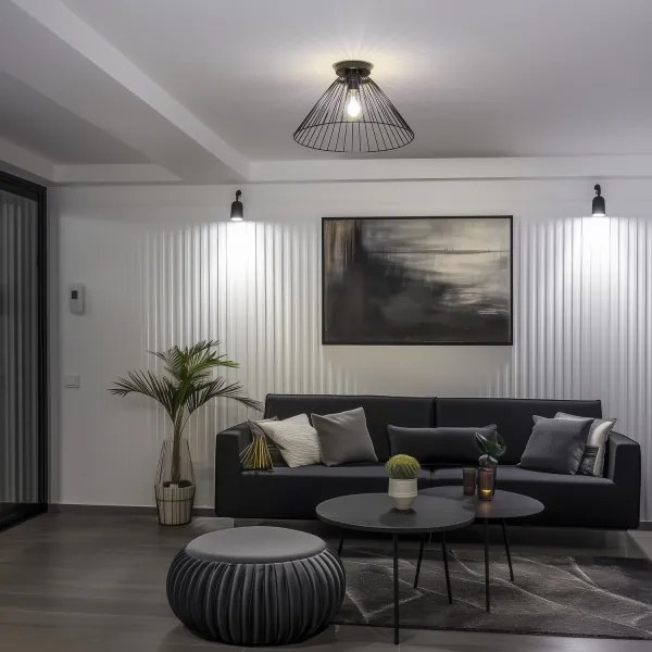 Brilagi - Plafonieră LED aplicată CERIA WIRE, 1xE27/40W/230V, Ø 45 cm, neagră