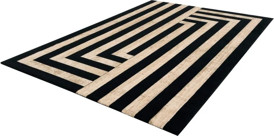Covor negru-bej din lână 230x340 cm Agnus Art Deco II – Agnella