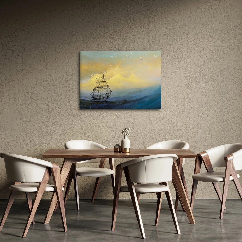 Tablou - Pictură barcă pe mare (70x50 cm)