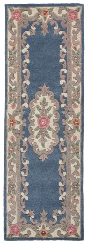 Covor din lână Flair Rugs Aubusson, 67 x 210 cm, albastru