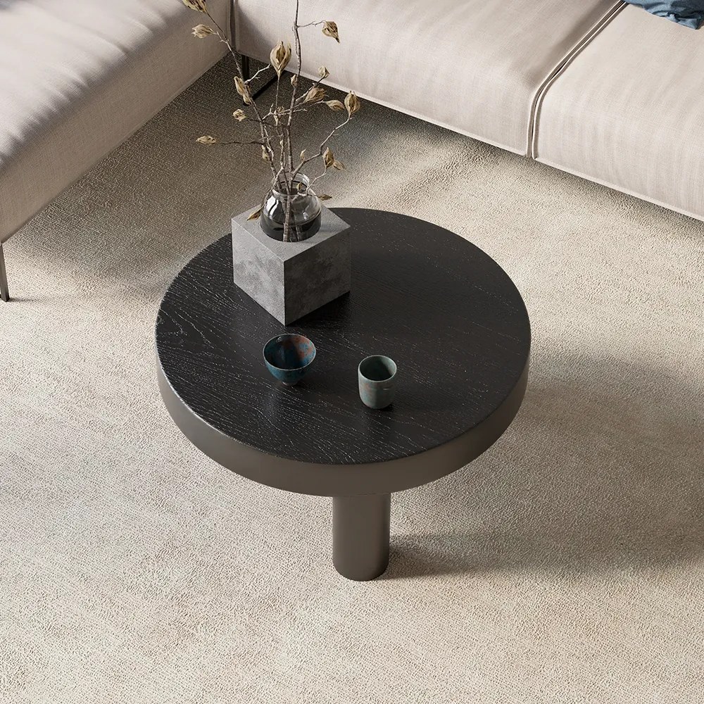 Masuta de cafea rotunda neagra stil japandi DEPRIMO 33095 by Deprimo