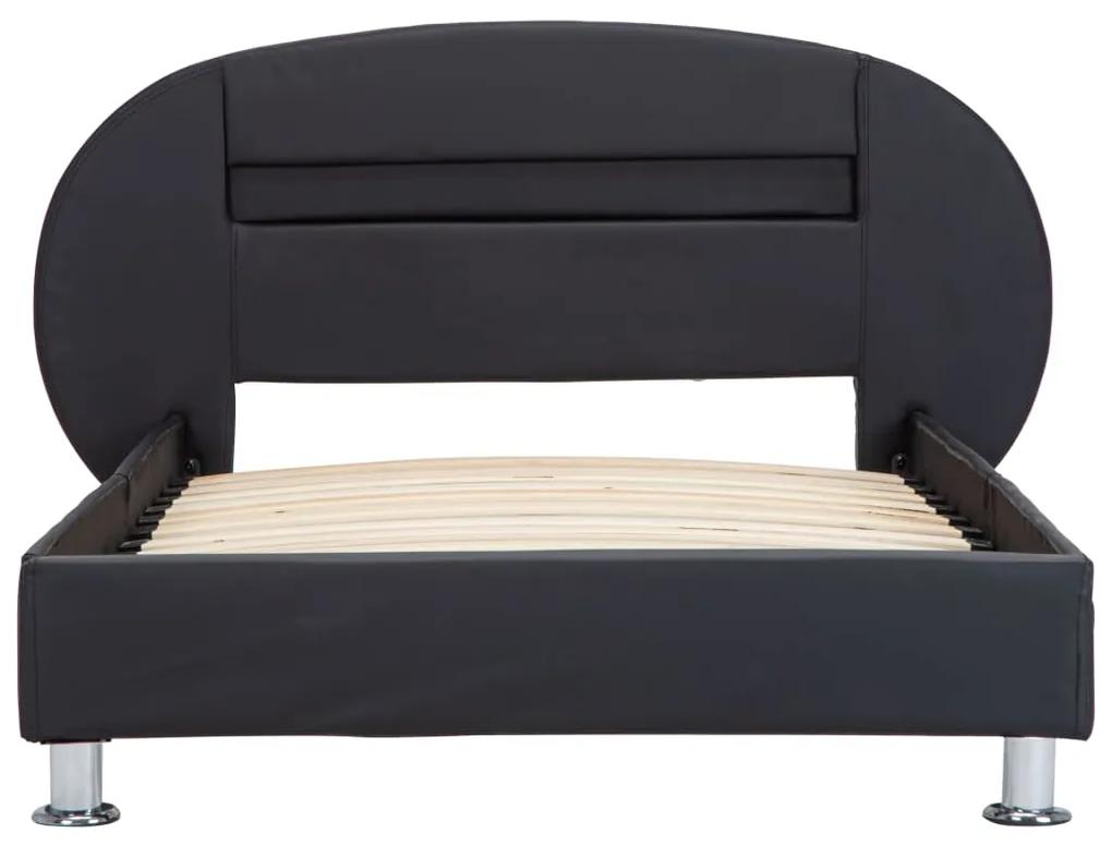 Cadru de pat cu LED, negru, 90 x 200 cm, piele ecologica Negru, 90 x 200 cm