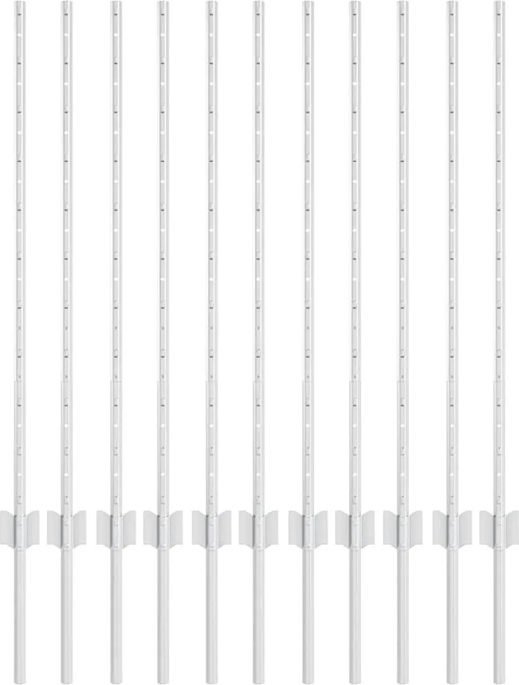 vidaXL Stâlp de gard. 11 pcs Argintiu 100 cm Oțel