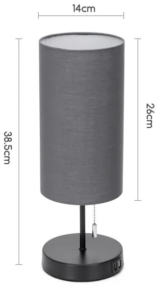 Lampă de masă cu USB Aigostar 1xE27/40W/230V negru