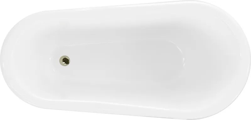 Mexen Retro cadă de sine stătătoare 150 x 73 cm, albă, picioare aurii - 53251507300-50