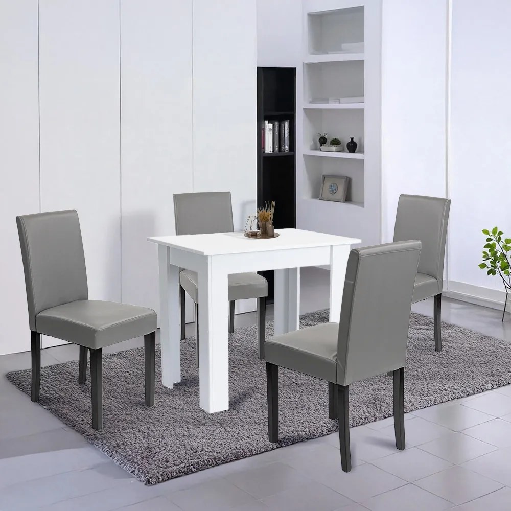 Set de masă Leon 4+1 alb-gri