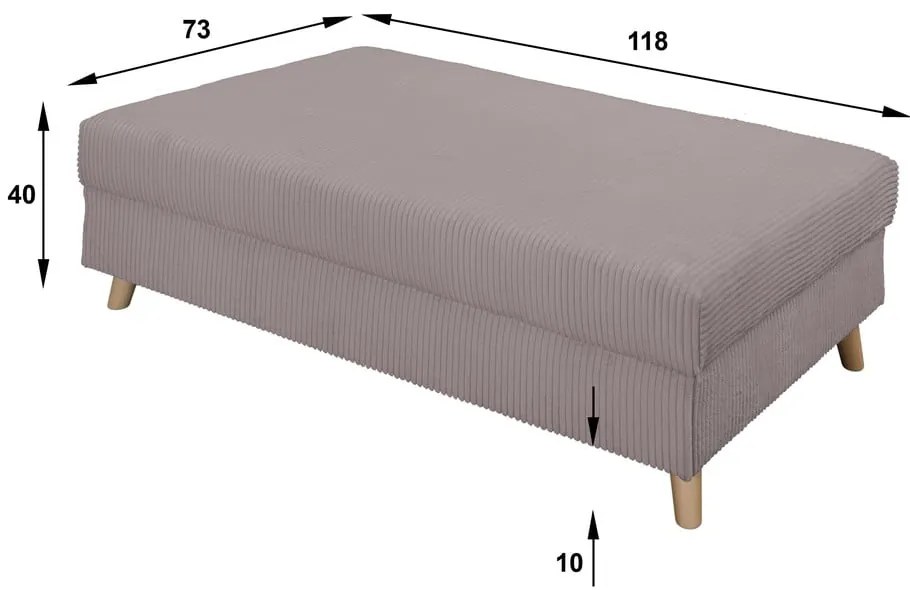 Taburet gri cu tapițerie din catifea reiată Ariella – Ropez