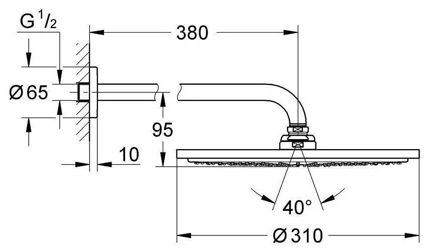 Palarie si brat de dus Grohe Rainshower Cosmopolitan 310 auriu periat Cool Sunrise Auriu periat