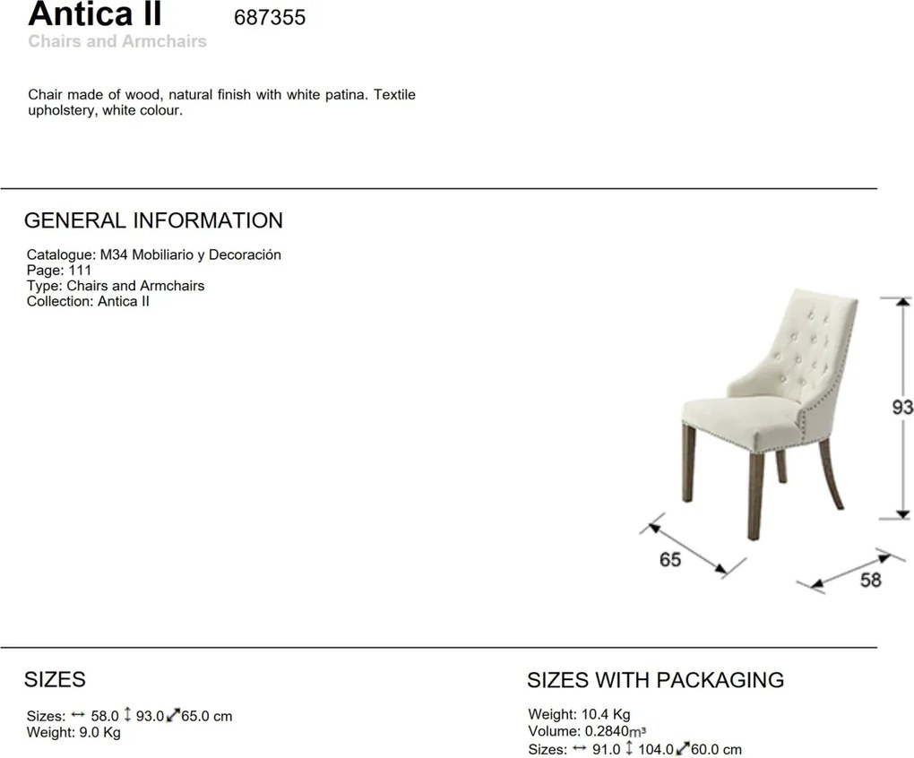 Scaun dining Antica II SV-687355