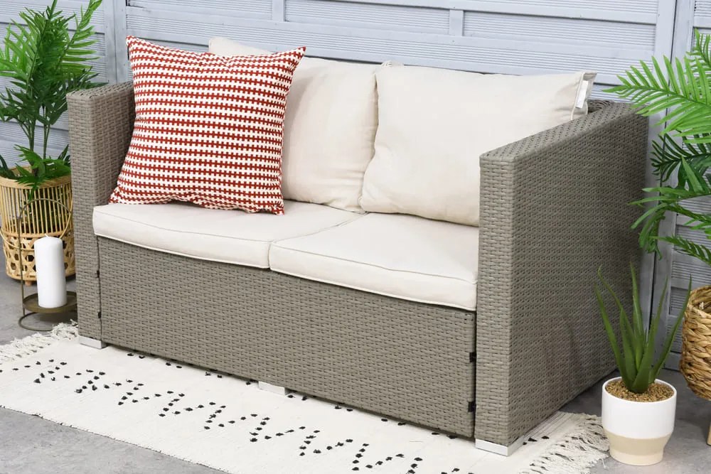 Canapea Technrattan 2 locuri Roma Garden Point gri deschis