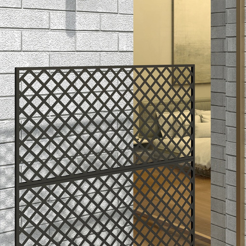 Outsunny Separator de mediu pentru exterior, Ecran de oțel pentru terasă, Verandă, Grădină, Grilă independentă, Oțel, Negru | Aosom Romania