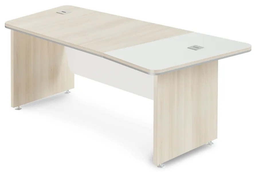 Birou de colț TopOffice Premium 203,2 x 102,7 cm, dreapta, salcâm deschis / alb
