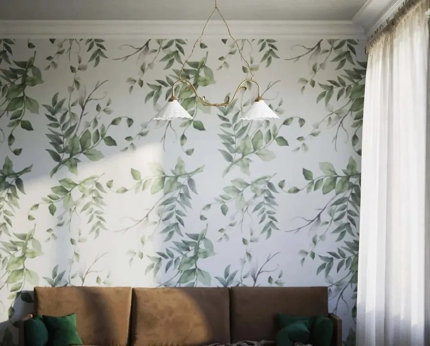 Candelabru 2 brate din alama si abajur ceramic Zefira