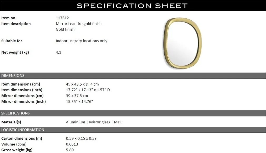 Oglinda decorativa design LUX Leandro 45x43,5cm