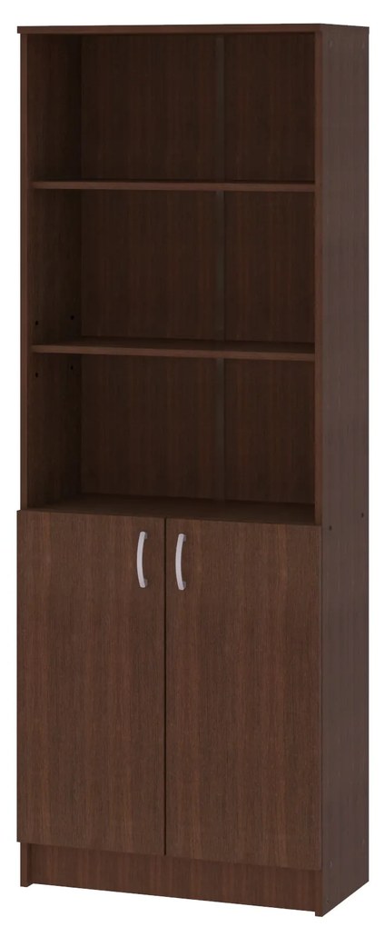 Biblioteca Flint, cu Usi Inferioare si 2 Polite, Wenge, 70 x 32 x 196 cm