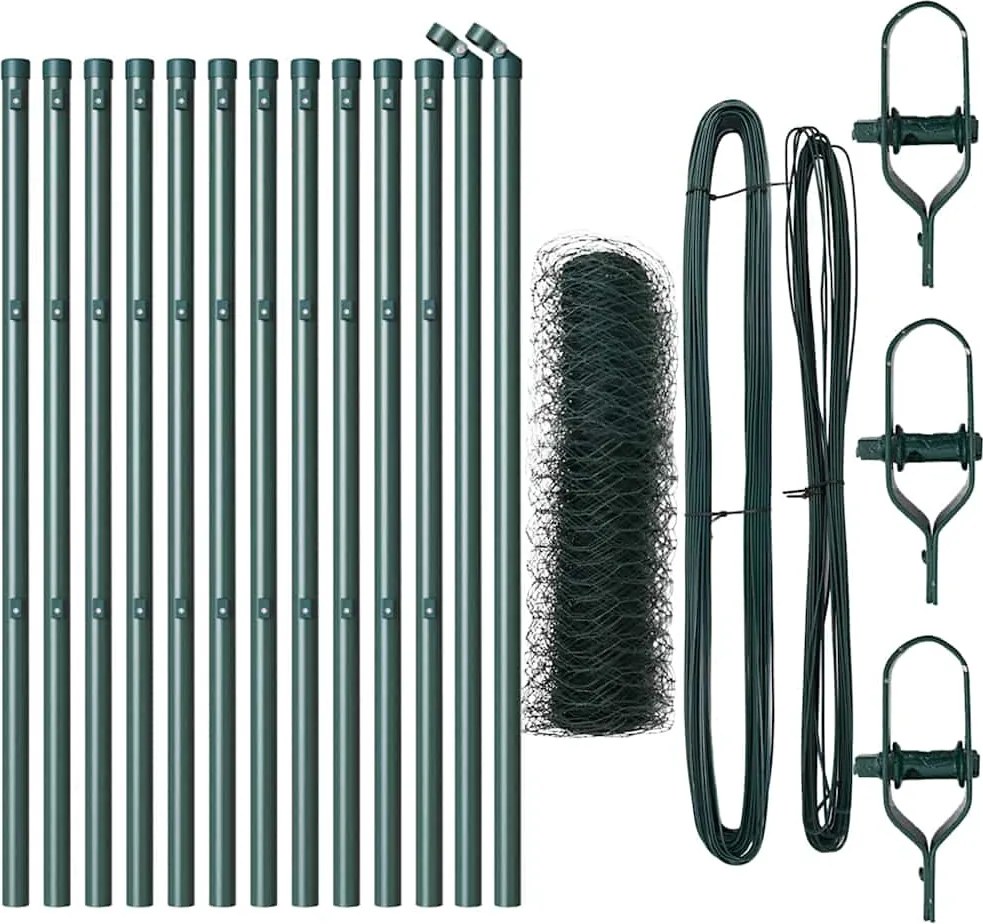 vidaXL Stâlp de gard. Verde 25 x 0,5 m (plasă de 36 mm) Oțel