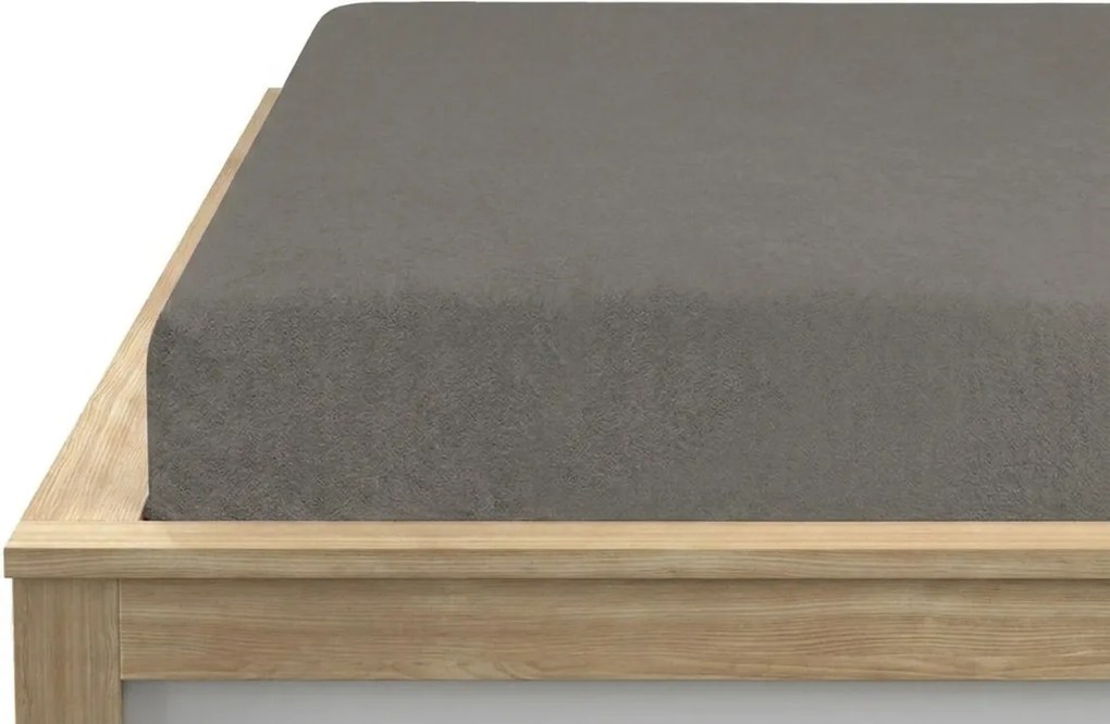 Cearsaf elastic fleece MOLTON gri inchis 180 x 200 cm