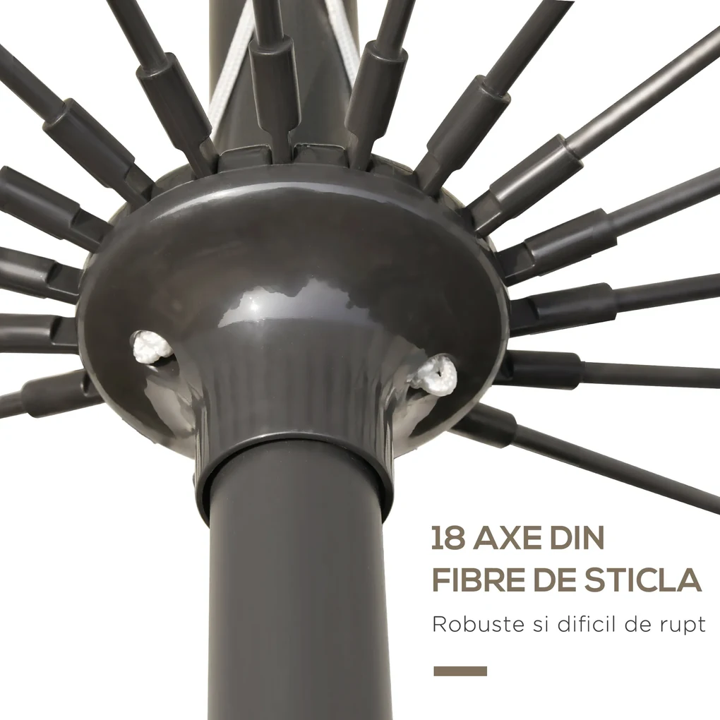 Outsunny Umbrelă de Grădină sau Terasă, Reglabilă cu Manivelă, Crem Alb, Ф255cm | Aosom Romania