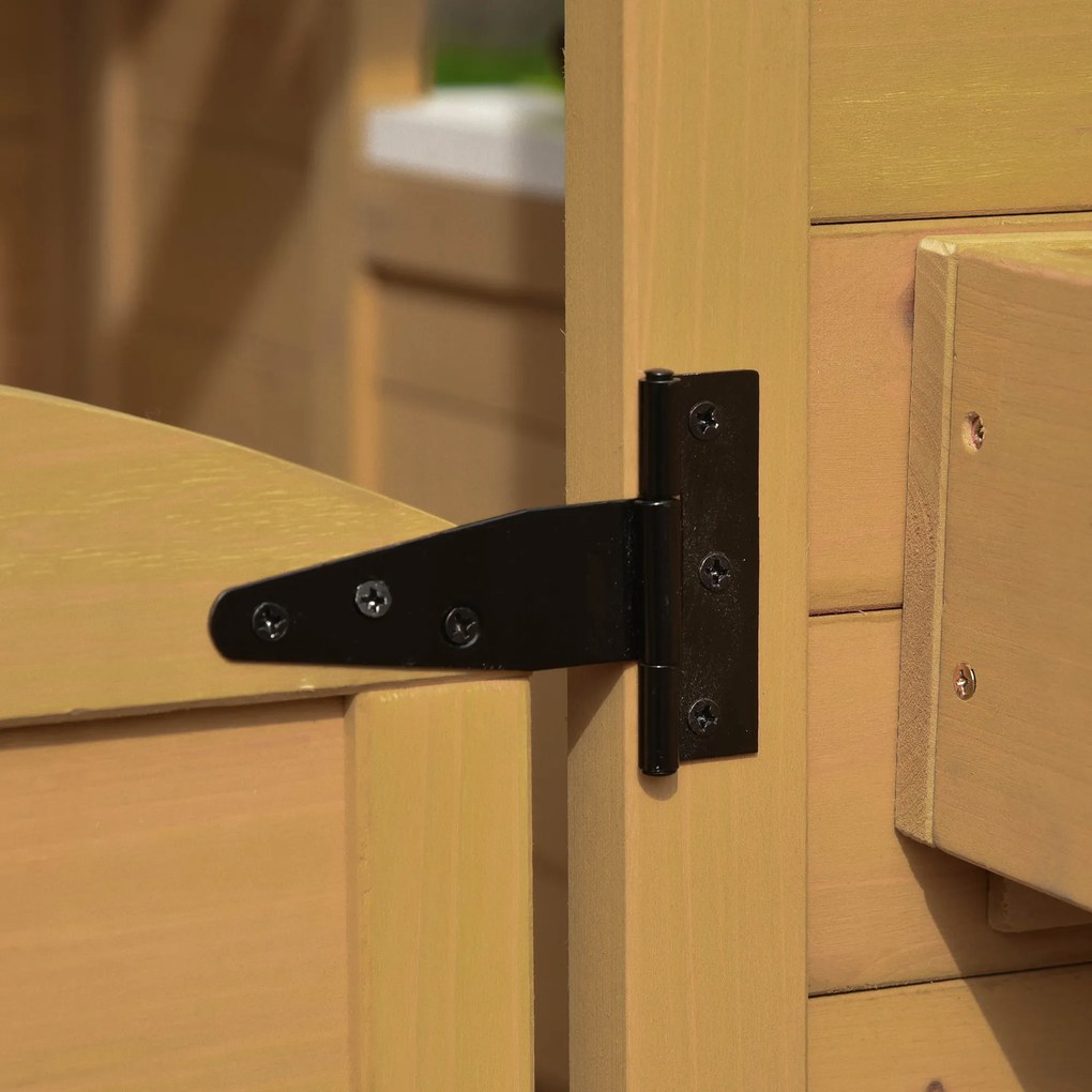 Outsunny Cabana de joc pentru copii casa de gradina din lemn cu usa si ferestre, banc, cutie postala, garda, 3-6 ani | Aosom Romania