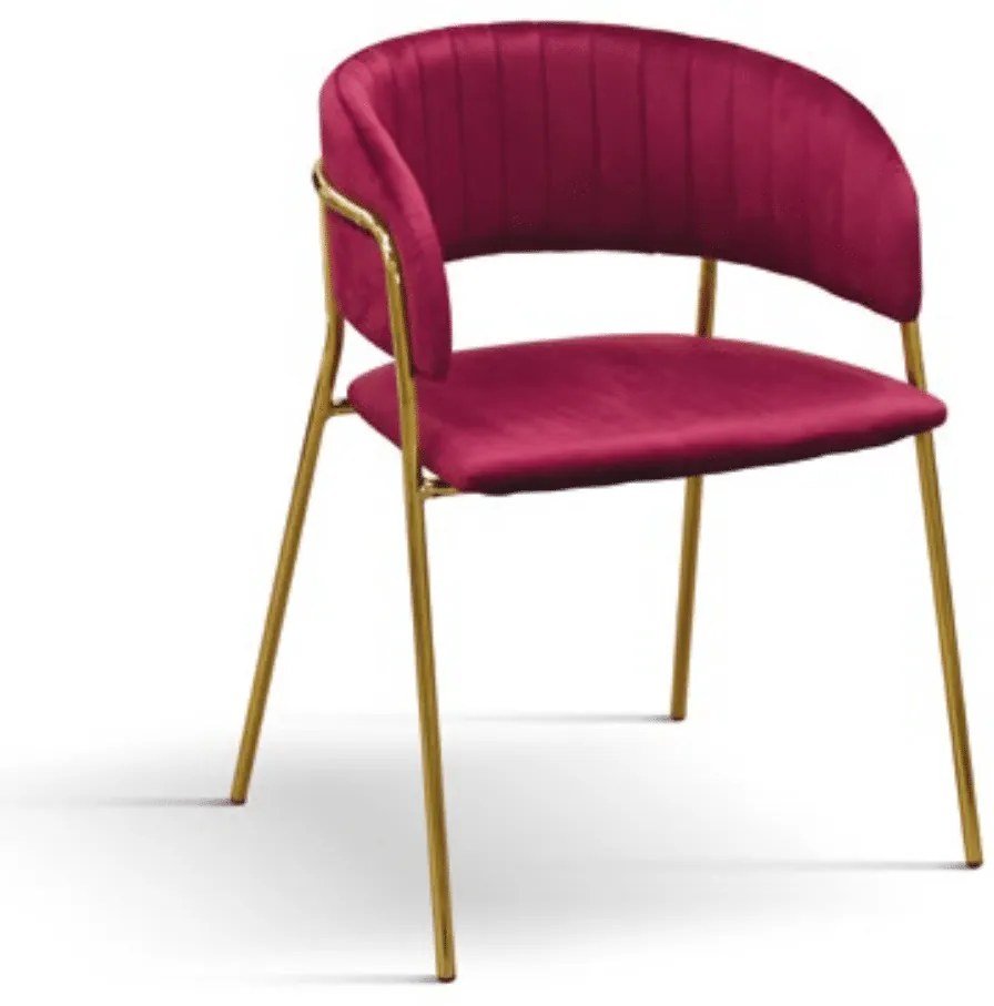 Set 2 scaune Milano, structura metalica aurie, catifea - BORDO - CATIFEA - AURIU - STANDARD
