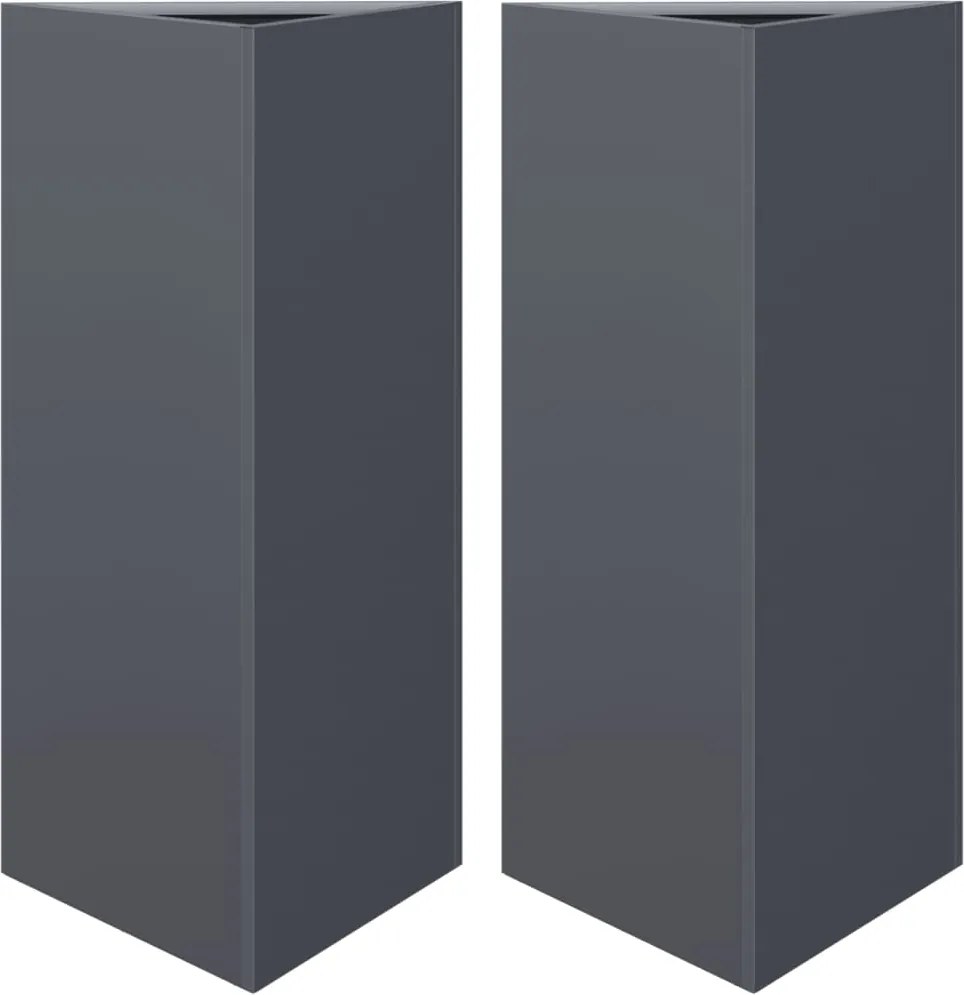 vidaXL Jardiniere grădină, 2 buc. antracit 40x34,5x70 cm oțel triunghi