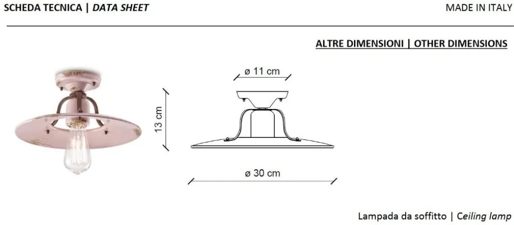 Plafoniera design retro realizata manual din ceramica COUNTRY, 30cm