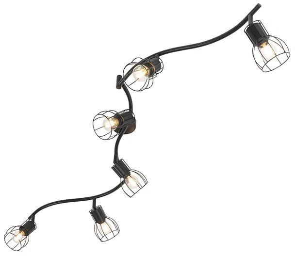 Plafoniera moderna cu spoturi neagra 145 cm 6 lumini - Botu