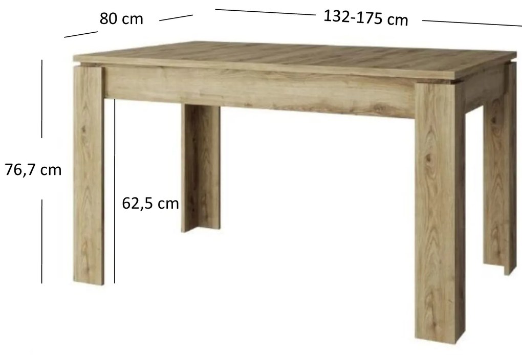 Masă de sufragerie extensibilă (pentru 4 6 persoane) Mebel Bos Deloris (Stejar navarra). 1052871