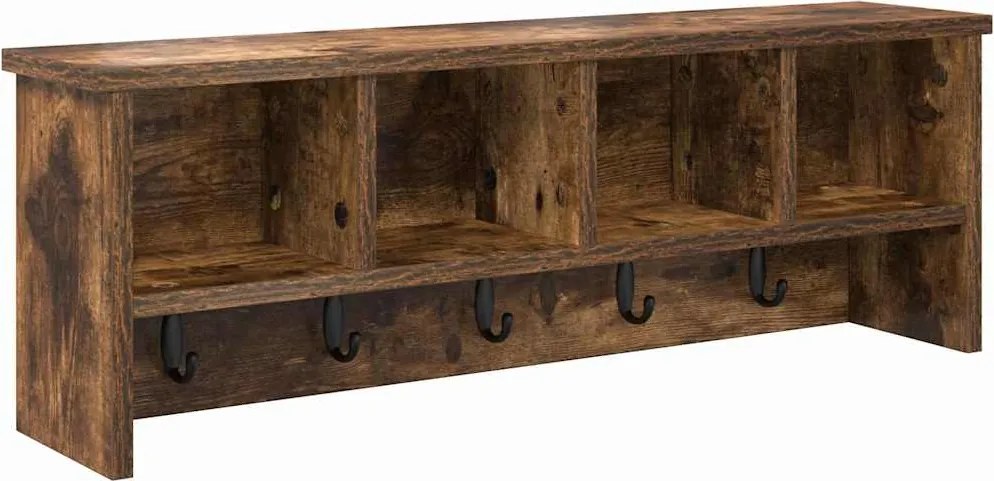 vidaXL Răcător de paltoane montat pe perete cu raft Stejar afumat