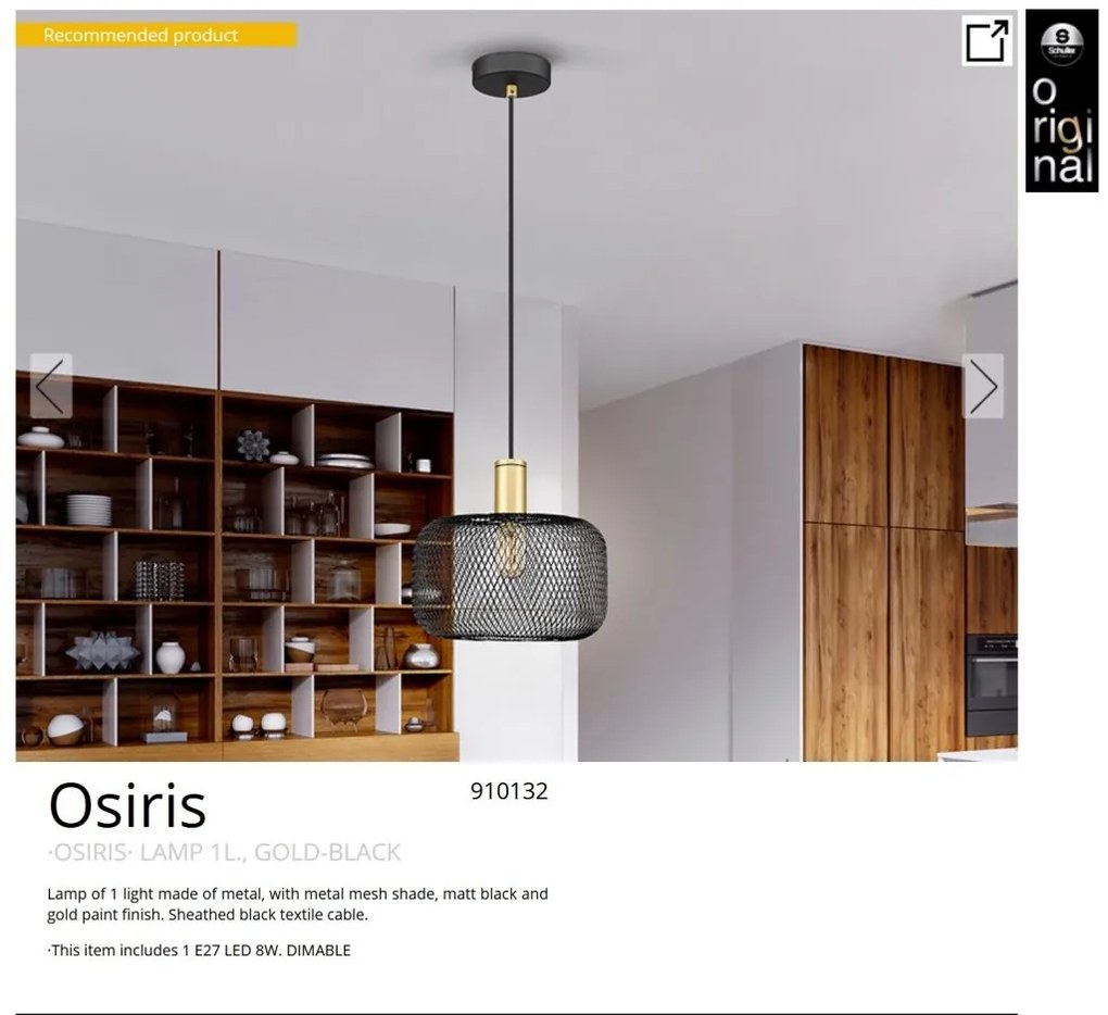 Lustra/pendul design decorativ modern Osiris auriu/negru
