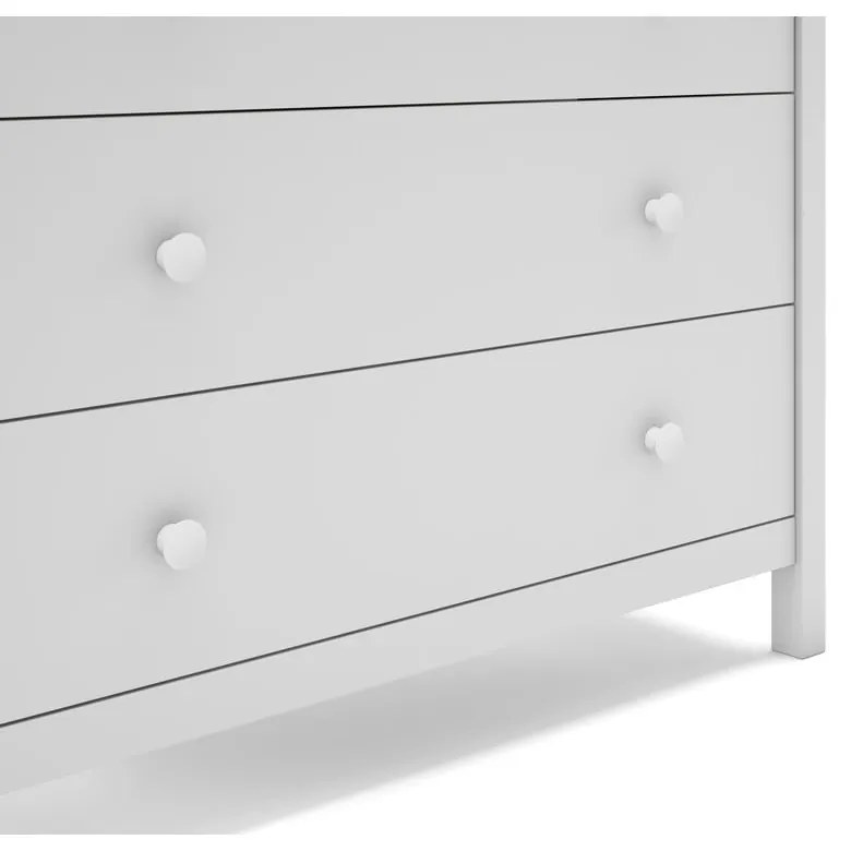 Comodă pentru copii albă joasă din lemn de pin 100x80 cm Max – Marckeric