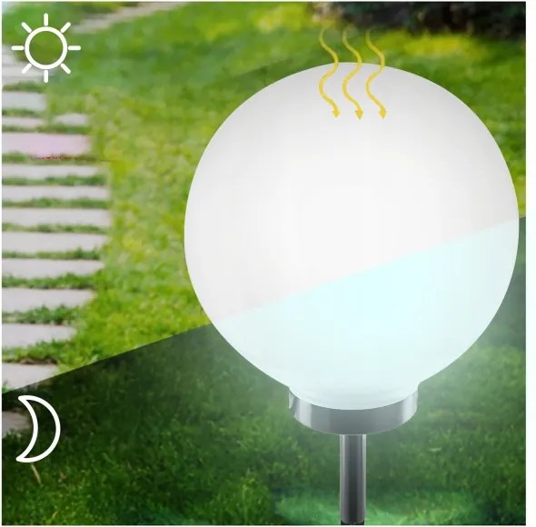 Lampă solară LED, 1,2 V, 6500 K, 200 mAh, diametru 25 cm, IP44, alb/negru