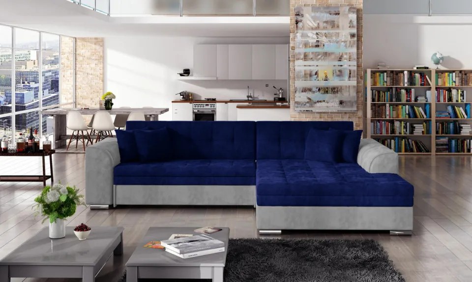 Coltar tapitat, extensibil, 295x80x195 cm, Sorento R01, Eltap (Culoare: Maro / Gri)